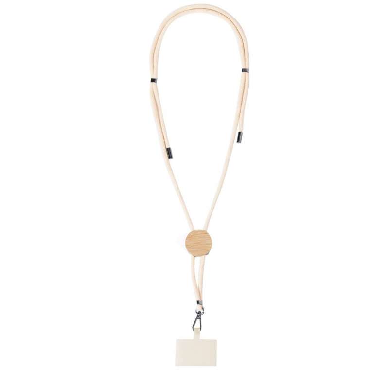 Lanyard aus Baumwolle mit Bambus-Accessoire - Telefonkabel zu Großhandelspreisen