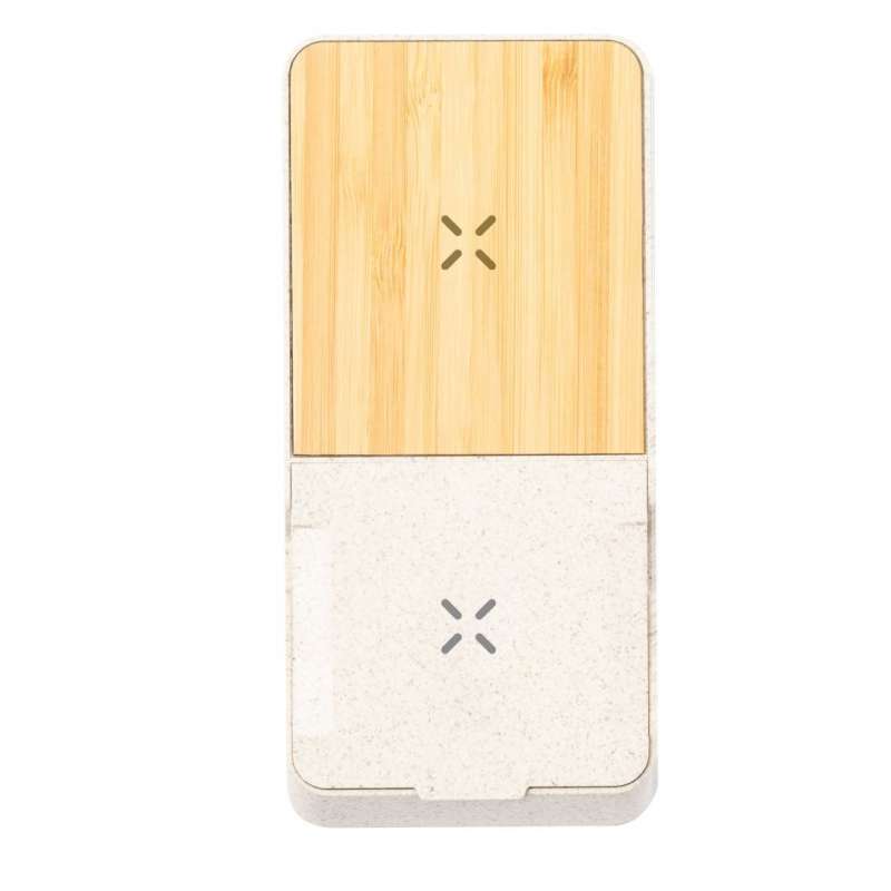 Cargador inalámbrico 15W con soporte de bambú a precios de mayorista - soporte de tableta a precios de mayorista