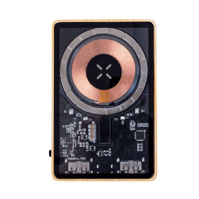 Batería externa 5000 mAh con bambú - Cargador inalámbrico a precios de mayorista