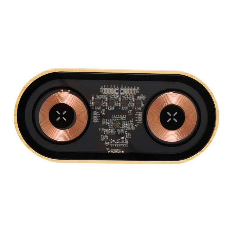 15 Watts Dual Wireless Charger with Bamboo Base - Wireless charger at wholesale prices