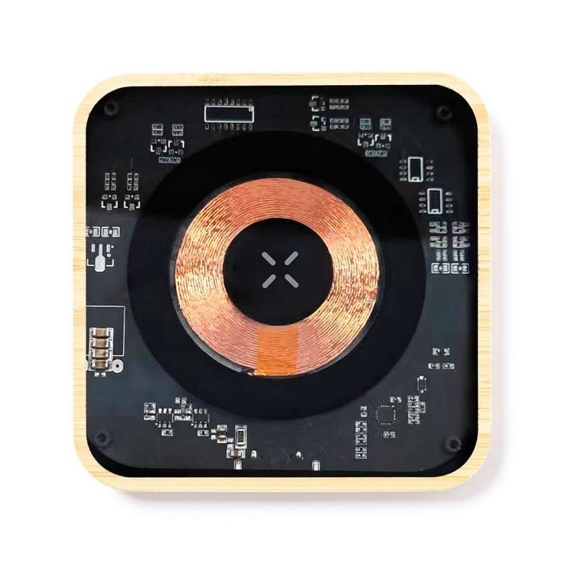 Caricatore Wireless 15 Watts Quadrato in Bambù - Caricabatterie a induzione a prezzi all'ingrosso