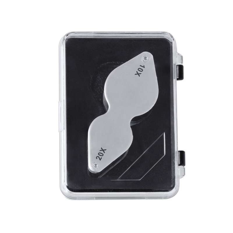 Foldbar lupe 10/20X i metal - Forstørrelsesglas til engrospris
