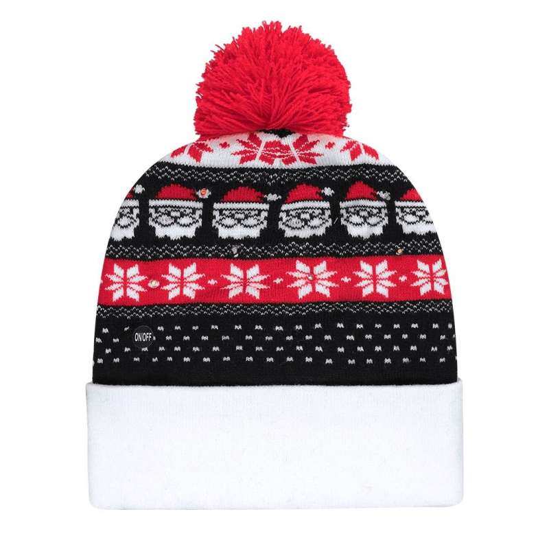 LED Christmas Hat with Pom Pom, Multicolor - Christmas hat at wholesale prices