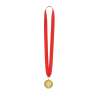 Gouden metalen medaille met rode band - Trofée en medaille tegen groothandelsprijzen