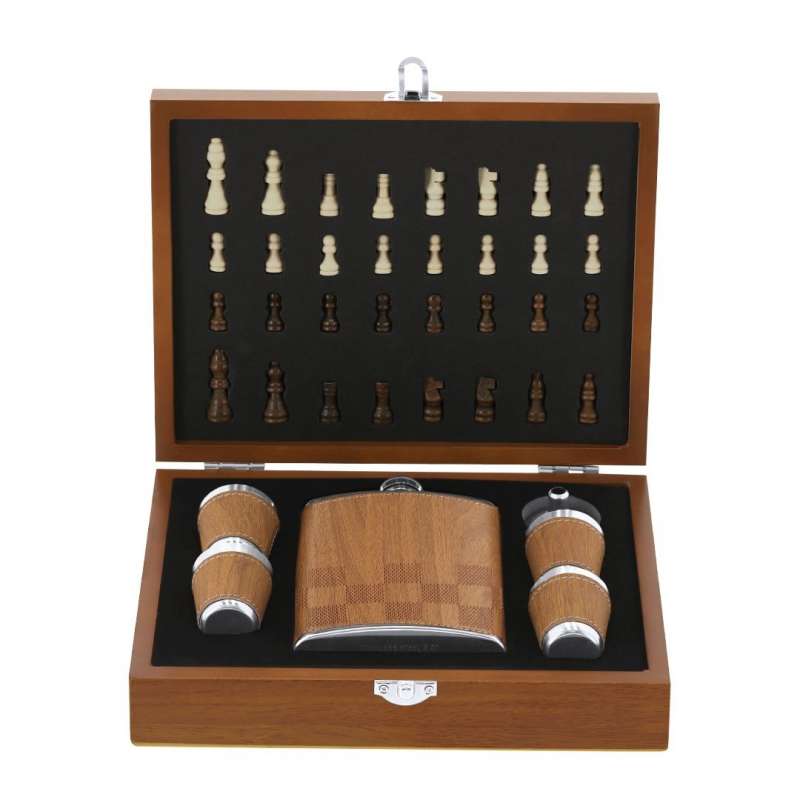 Conjunto de Flasque 220 ml com Jogo de Xadrez a preço grossista - Flasque a preço grossista