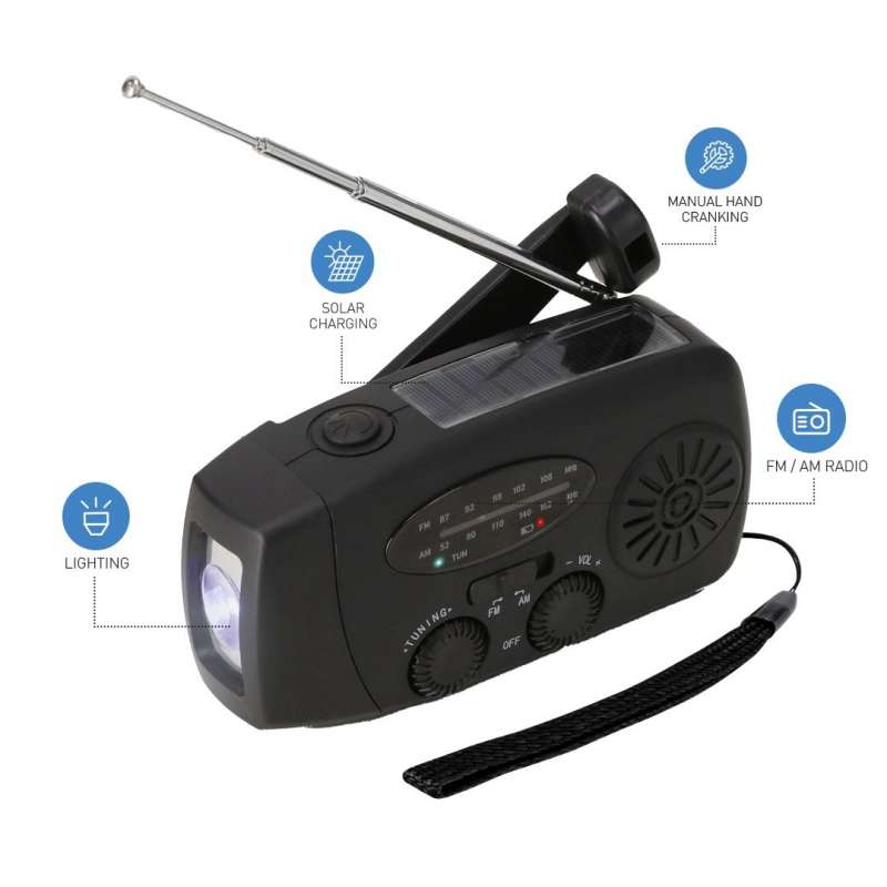 Rádio de Emergência Multifuncional 2000 mAh - Rádio a preço grossista