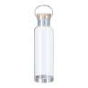 Transparente RPET-Flasche mit Bambusdeckel und Edelstahlboden - Wasserflasche zu Großhandelspreisen Transparente RPET-Flasche mit Bambusdeckel und Edelstahlboden - Wasserflasche zu Großhandelspreisen