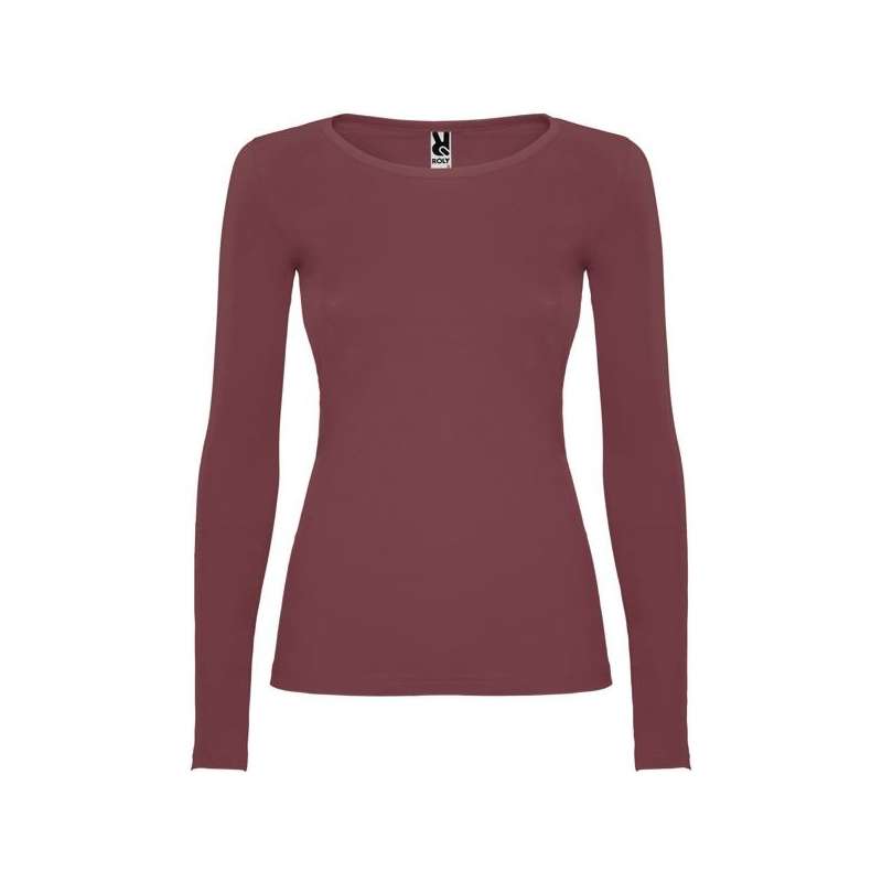 Langærmet t-shirt med fin kant, grå - T-shirt dame til engrospris