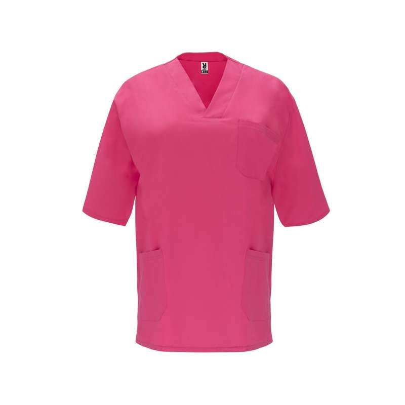 Unisex Kurzarm-Bluse V-Ausschnitt mit Taschen - Bluse zu Großhandelspreisen