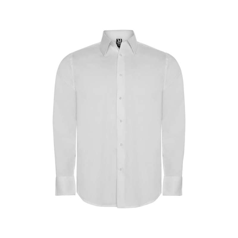 Camisa Stretch Longa Azul com Colo Reforçado a preço grossista - Camisa homem a preço grossista