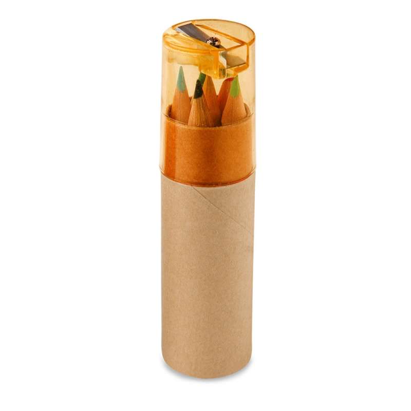 Cylindrical Color Pencil Box with Sharpener - Pen at wholesale prices