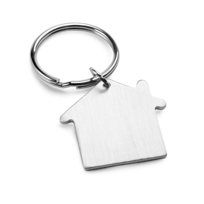 Aluminum House-Shaped Keychain, 38x35mm - Metal keychains at wholesale prices