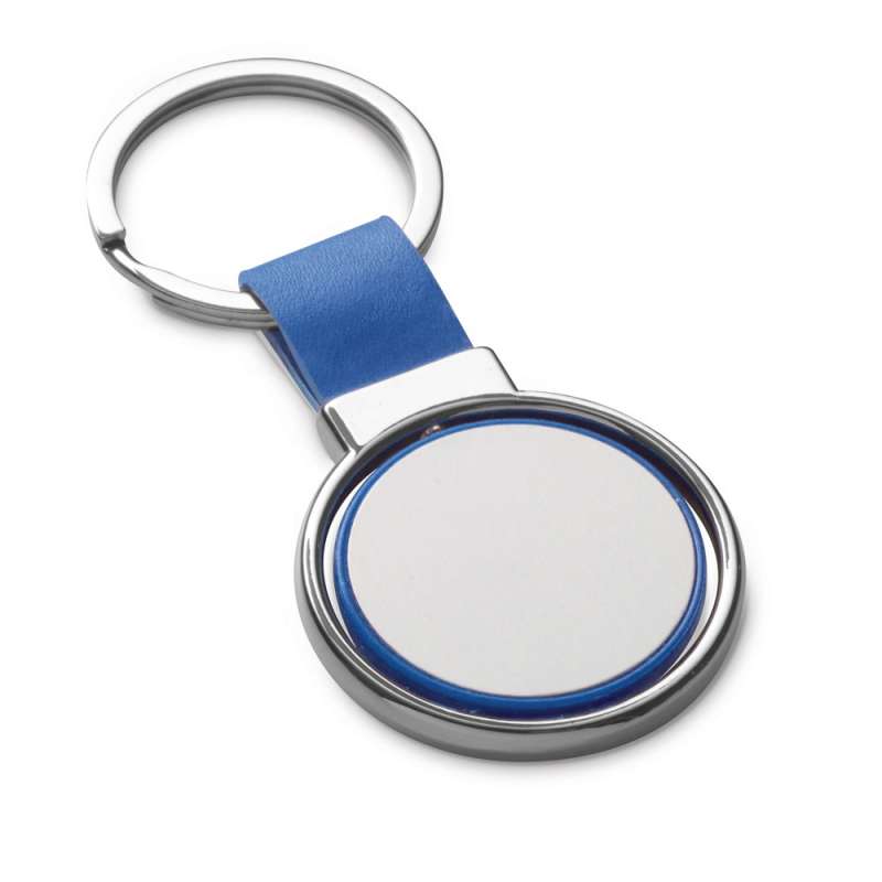 Custom Metal and PU Keychain, 39x57mm - Metal keychains at wholesale prices