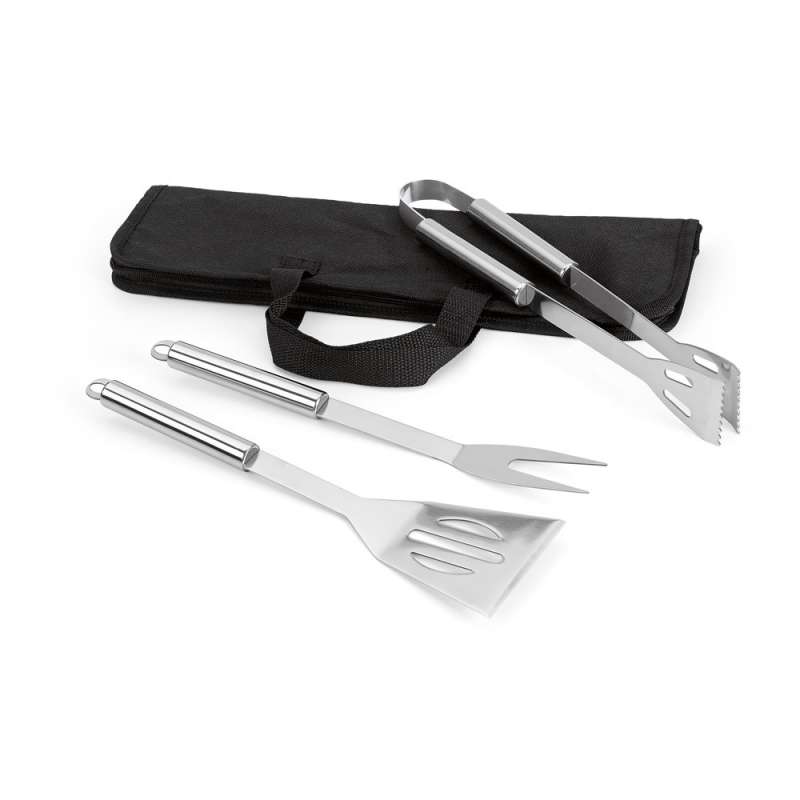 3-Piece Stainless Steel BBQ Set with Carry Bag - Leisure item at wholesale prices