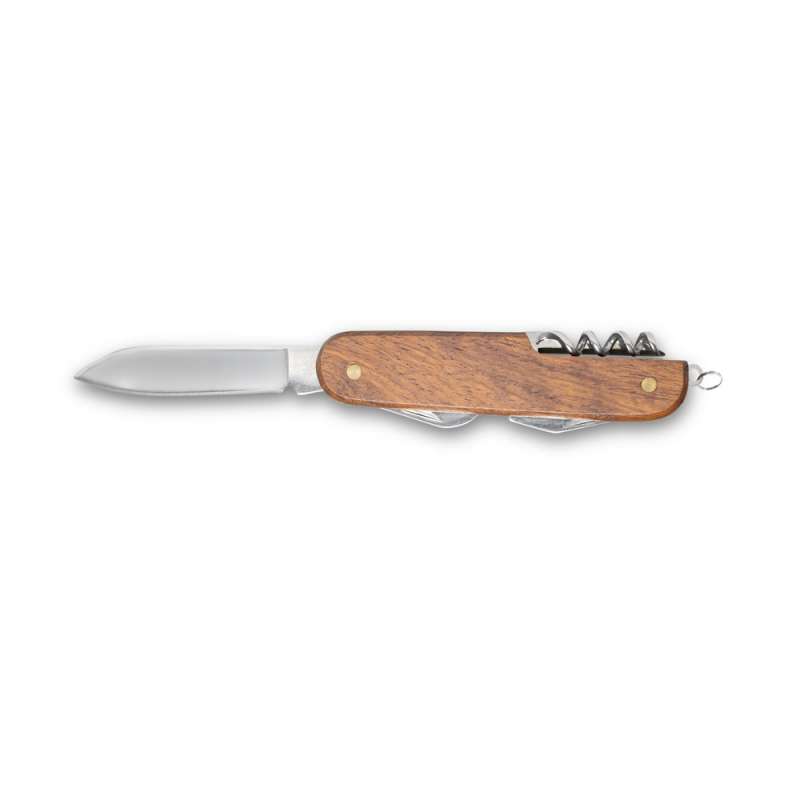 5-in-1 Stainless Steel Pocket Knife 90mm - Wooden product at wholesale prices