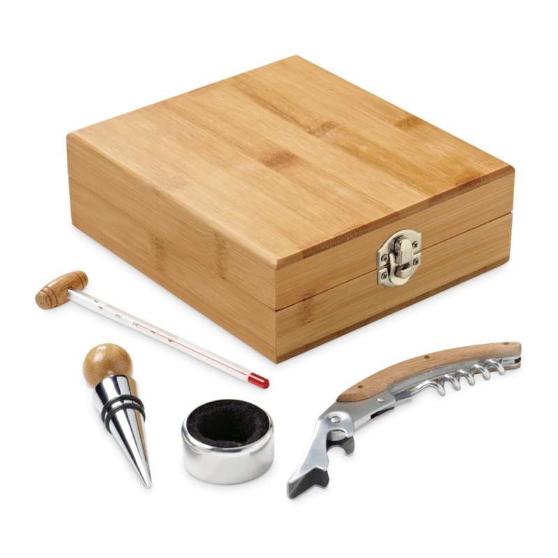 Bamboo Wine Set with Zinc Accessories - Wooden product at wholesale prices