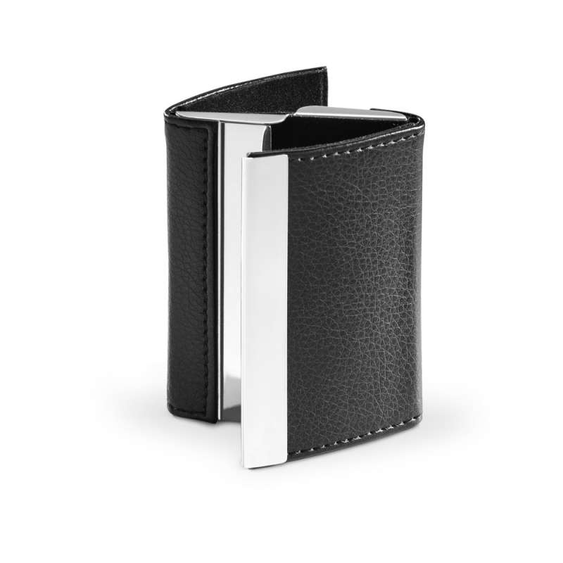 Metal and PU Double Business Card Holder, 93x67mm at wholesale prices - Leather goods accessory at wholesale prices