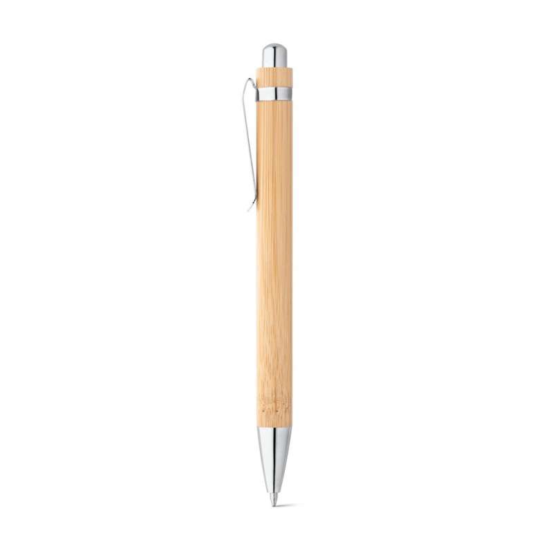 Bamboo Ballpoint Pen with Metal Clip, 138mm - Wooden product at wholesale prices