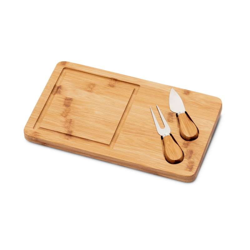 Bamboo and Stainless Steel Cheese Board Set at wholesale prices - Wooden product at wholesale prices