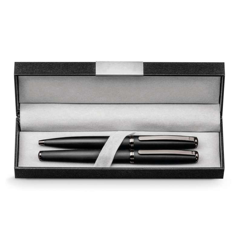 Metal Roller and Ballpoint Pen Set, Blue Ink at wholesale prices - Pen set at wholesale prices