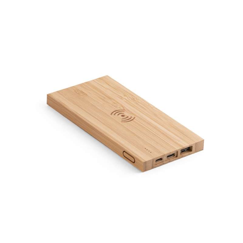5000mAh Bamboo Wireless Power Bank at wholesale prices - High-tech accessory at wholesale prices