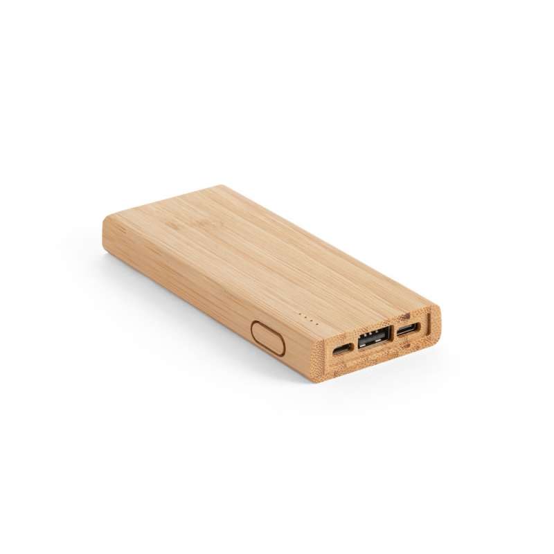 5000 mAh Bamboo Portable Battery Pack - High-tech accessory at wholesale prices