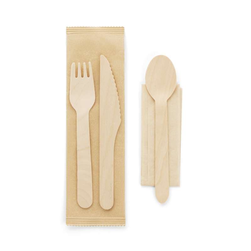 62x216mm Disposable Wooden Cutlery Set - Wooden product at wholesale prices