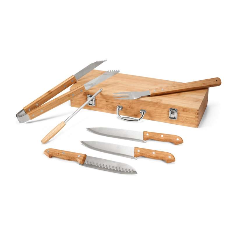 BBQ-Utensilien Set 6-teilig im Bambusetui - Zubehör für den Grill zu Großhandelspreisen