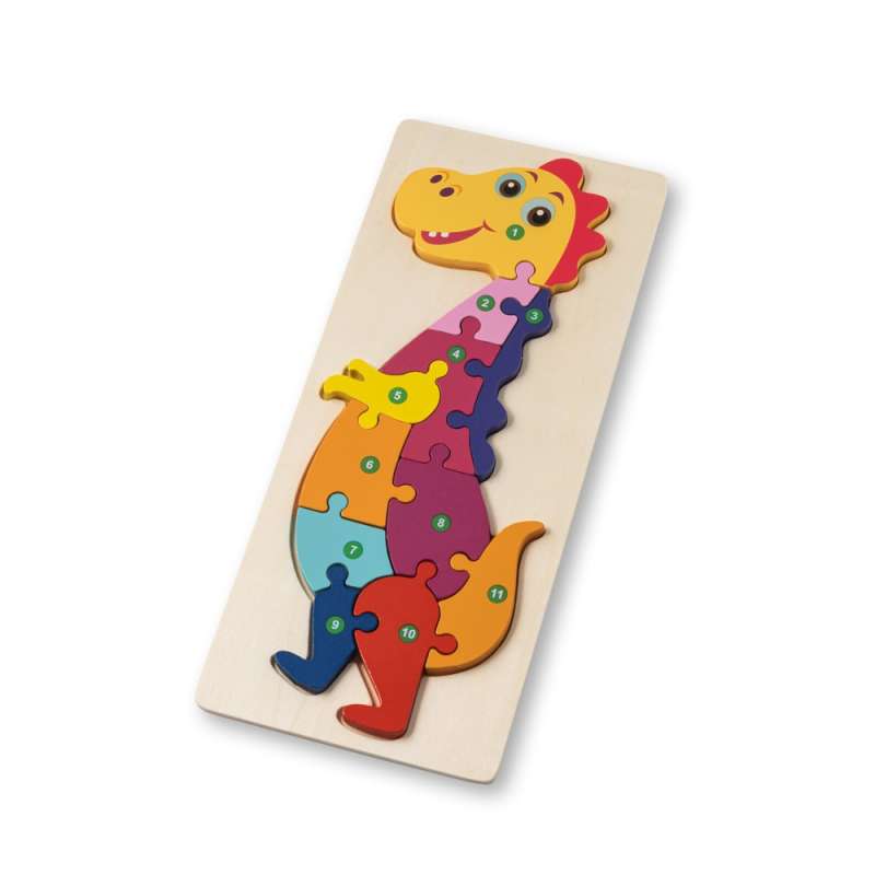 128mm Wooden Dinosaur-Shaped Puzzle at wholesale prices - Wooden game at wholesale prices