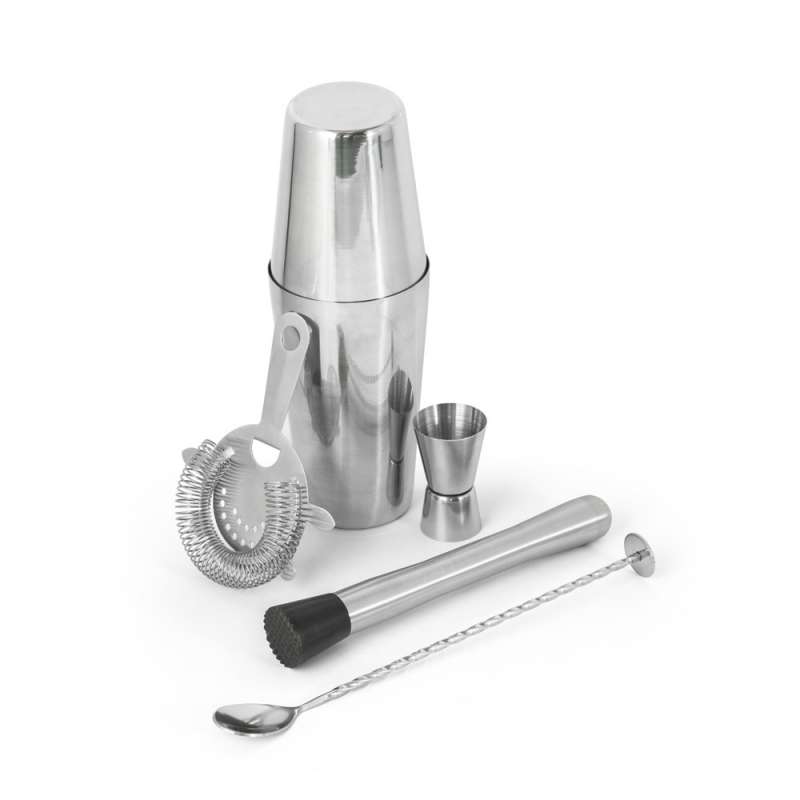Cocktailset 6-delig RVS met 600 mL shaker - Shaker tegen groothandelsprijzen