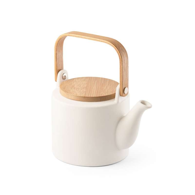 Teapot i keramik 700 ml med bambulock - Tekanna till grossistpris