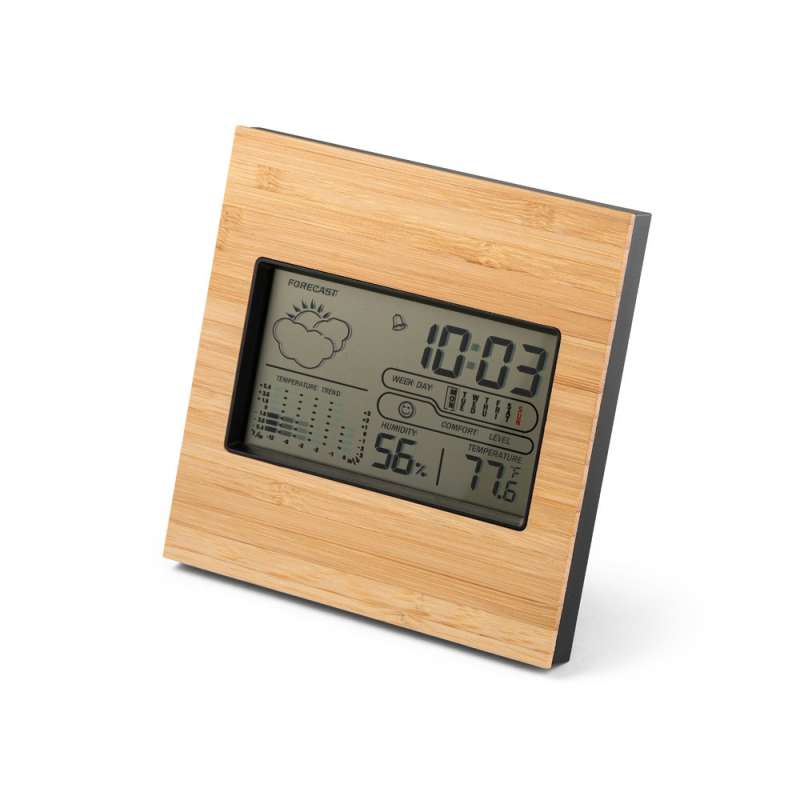Estación de oficina ABS y bambú 130x130 mm - Higrómetro a precios de mayorista