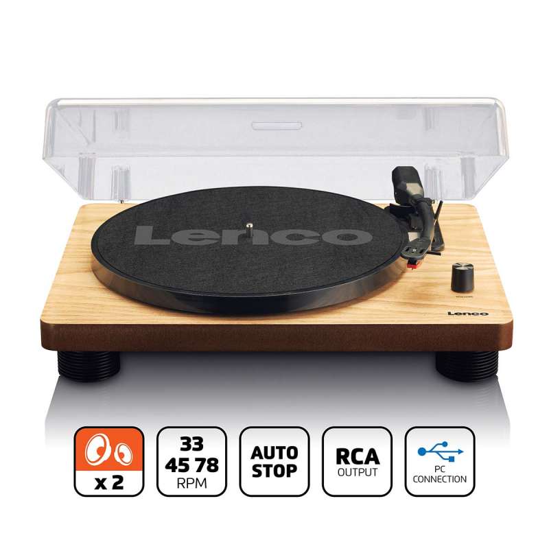 Platine vinyle avec haut-parleurs intégrés USB Encoding Wood - platine vinyle à prix grossiste