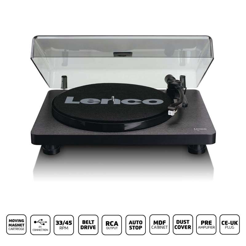 Platine vinyle en bois avec cartouche MMC et encodage PC Noir - platine vinyle à prix de gros