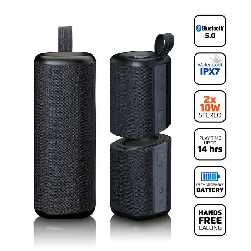 Haut-parleurs 2-en-1 2x10W TWS Bluetooth® 5.0 IPX7 à prix grossiste - Enceinte à prix de gros