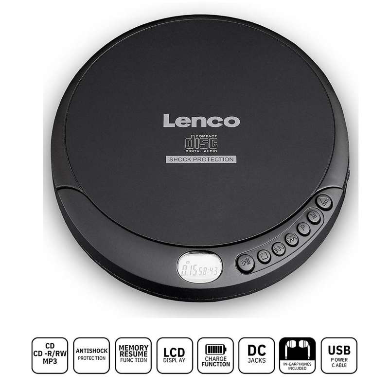 Lecteur CD MP3 portable avec antichoc Noir à prix de gros - Lecteur cd à prix grossiste