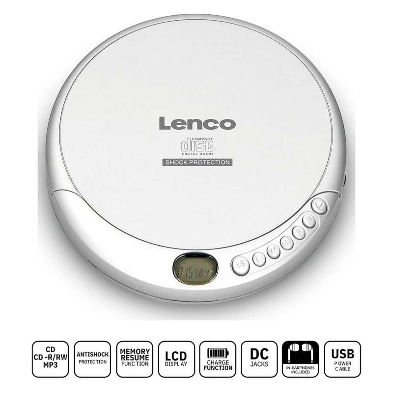 Lecteur CD MP3 portable anti-chocs Argent - Lecteur cd à prix de gros