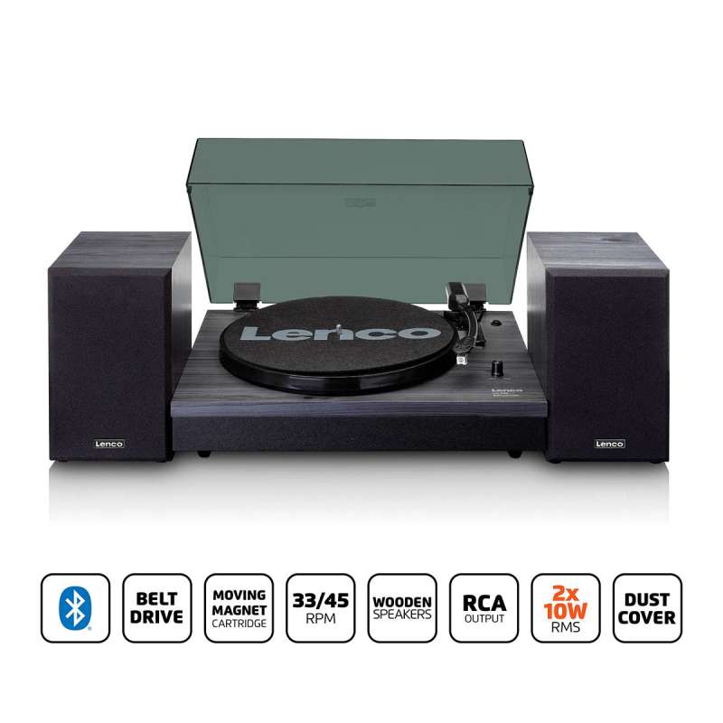 Platine vinyle avec Bluetooth® et deux haut-parleurs externes Noir - platine vinyle à prix de gros