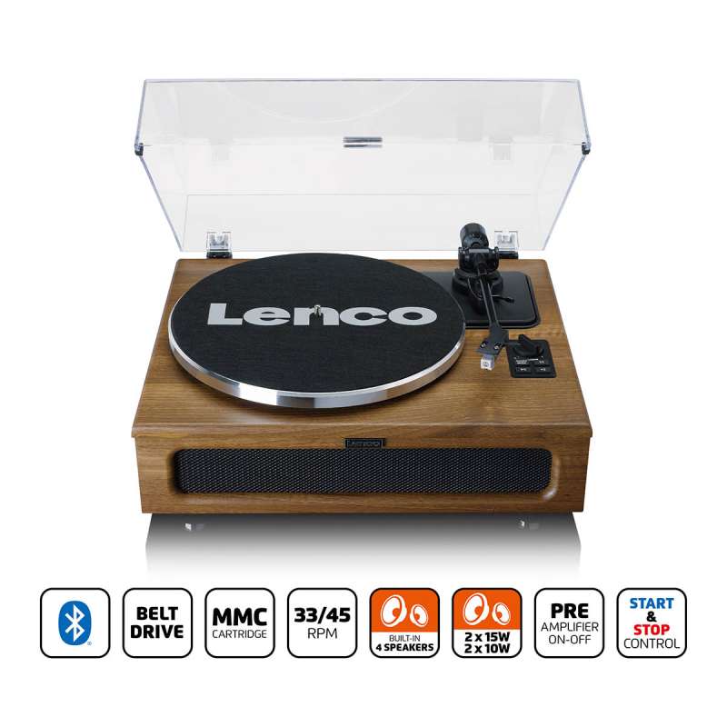 Table tournante avec 4 haut-parleurs intégrés et réception Bluetooth® Wood à prix grossiste - platine vinyle à prix de gros