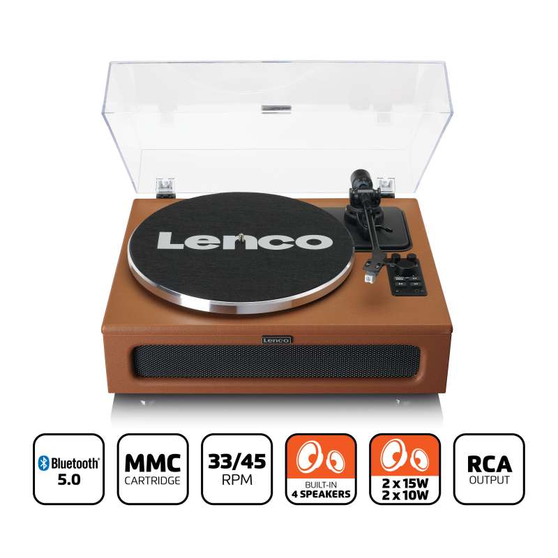 Table tournante avec Bluetooth MMC 4 haut-parleurs intégrés Marron - platine vinyle à prix de gros