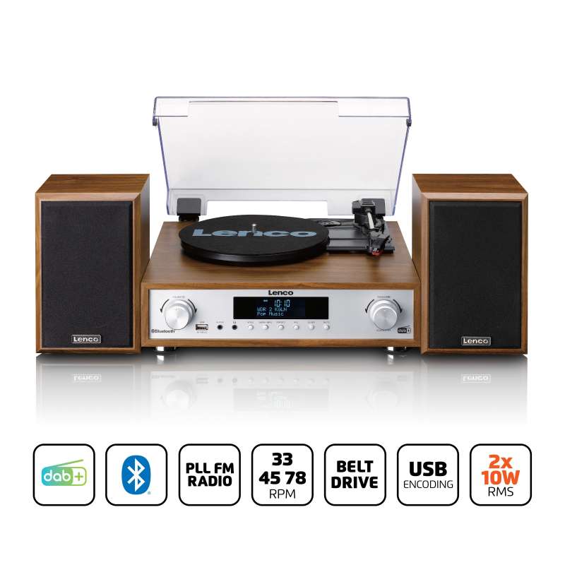 Chaîne hi-fi avec tourne-disque, radio DAB/FM et Bluetooth® Wood - Poste de radio à prix de gros
