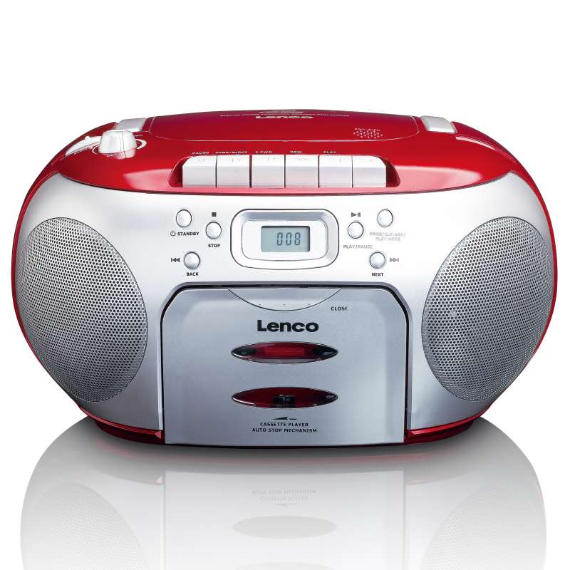 Draagbare rode FM-radio, CD- en cassette-speler - Hi-fi set tegen groothandelsprijzen