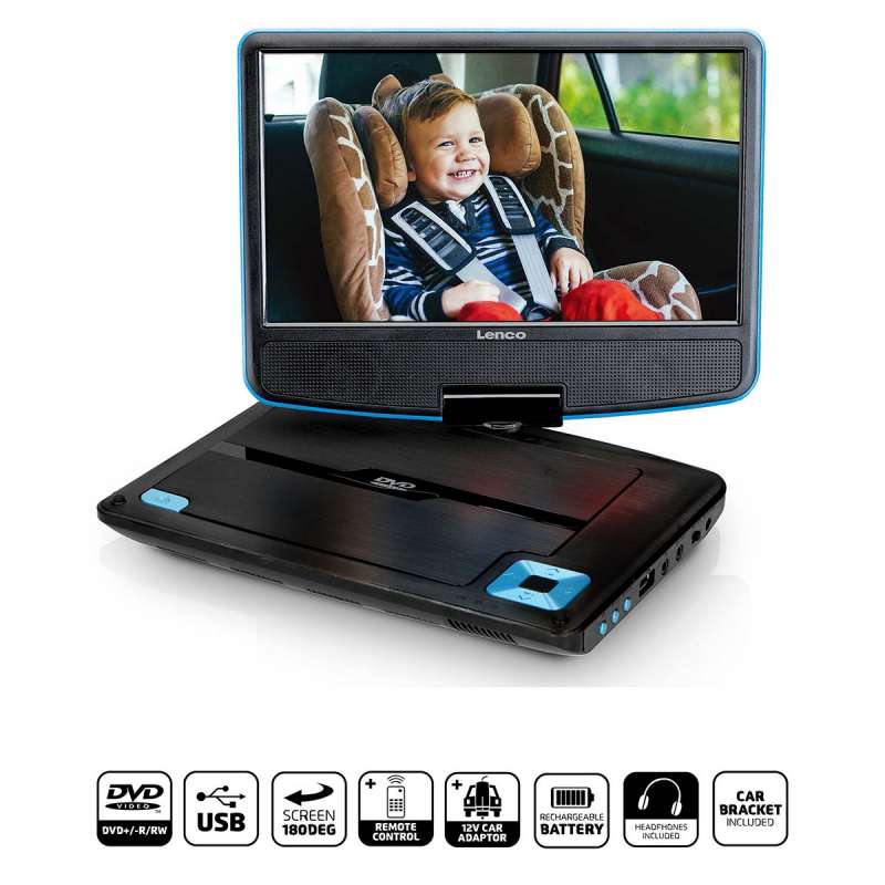 Lettore DVD portatile blu/nero con cuffie USB a prezzi all'ingrosso - Lettore DVD a prezzi all'ingrosso