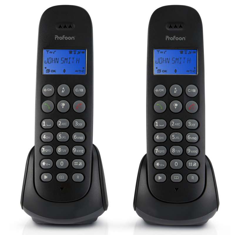Téléphone sans fil avec 2 combinés Noir - Téléphone à prix grossiste