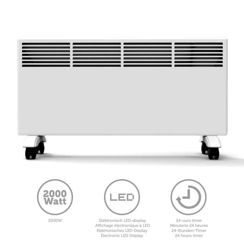 Radiador elétrico digital branco 2000 W - radiador a preço grossista