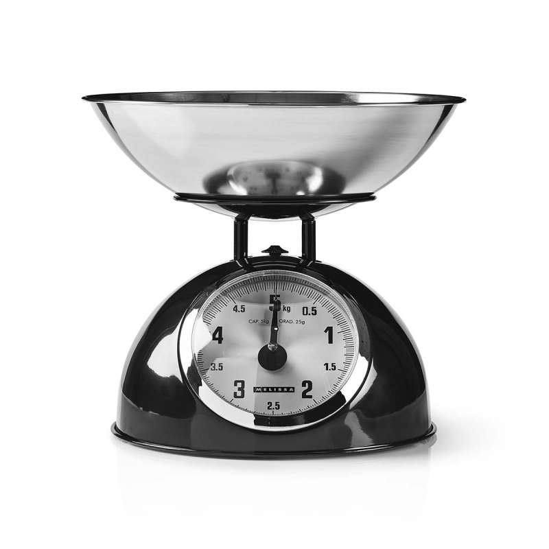 Balance de cuisine rétro | Analogique | Boîtier métallique | Bol amovible | Max. 5kg | Incréments de 25 grammes | Noir - Balance de cuisine à prix de gros