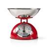Balance de cuisine rétro | Analogique | Boîtier métallique | Bol amovible | Max. 5kg | Incréments de 25 grammes | Rouge - Balance de cuisine à prix grossiste
