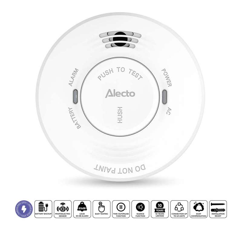 Détecteur de fumée 230V avec batterie de secours de 5 ans Blanc - Détecteur de fumée à prix de gros