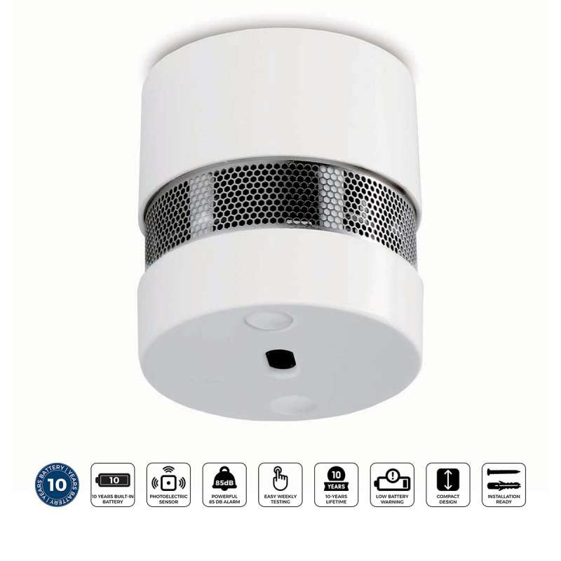 Detector de humo blanco con 10 años de autonomía a precios de mayorista - Detector de humo a precios de mayorista