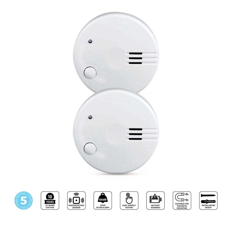 Detector de humo blanco con 5 años de autonomía - Detector de humo a precios de mayorista